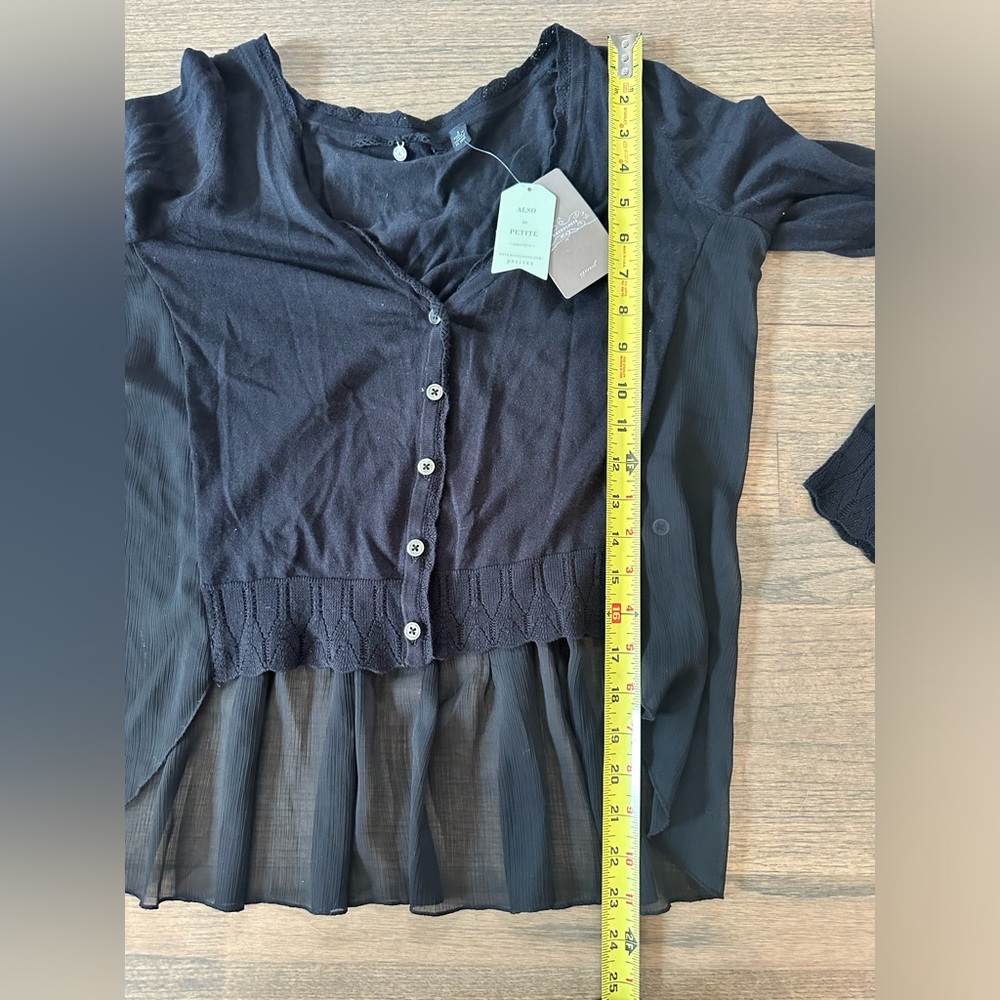 NEW Anthropologie Cardigan-Size Small-Black-Sheer Sides and Lower Back - Picture 9 of 10